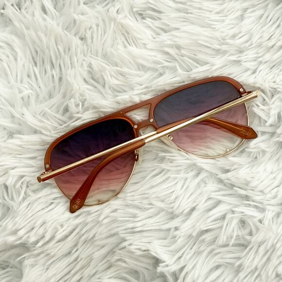 QUAY | High Key Mini Remixed Aviator Sunglasses Pink Purple Gradient Gold Frame main image 5